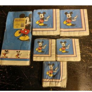 Mickey Mouse Vintage Paper Tablecloth And Napkins SetvNew Old Stock 90s